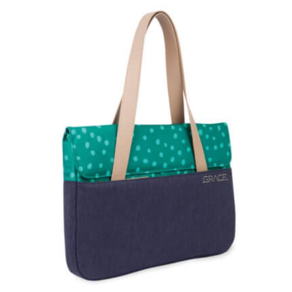 NWT Blue and Green Dot Computer Bag by STM
